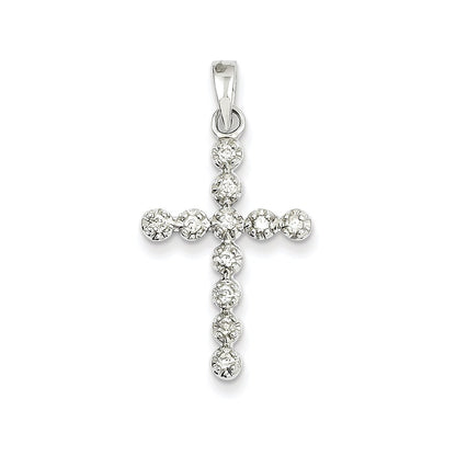 14k White Gold Diamond Cross