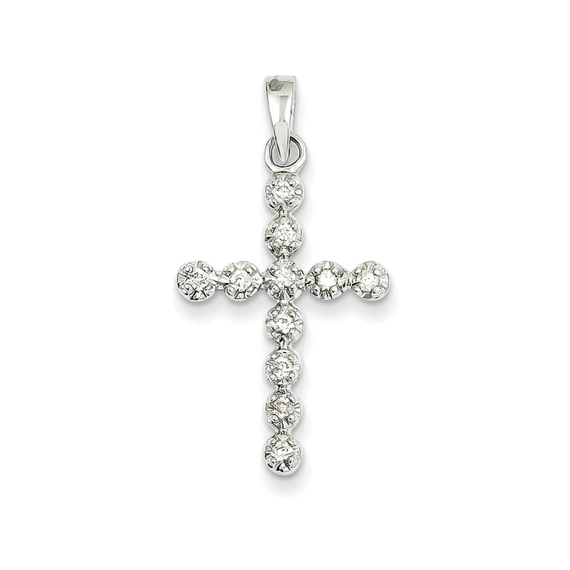 14k White Gold Diamond Cross