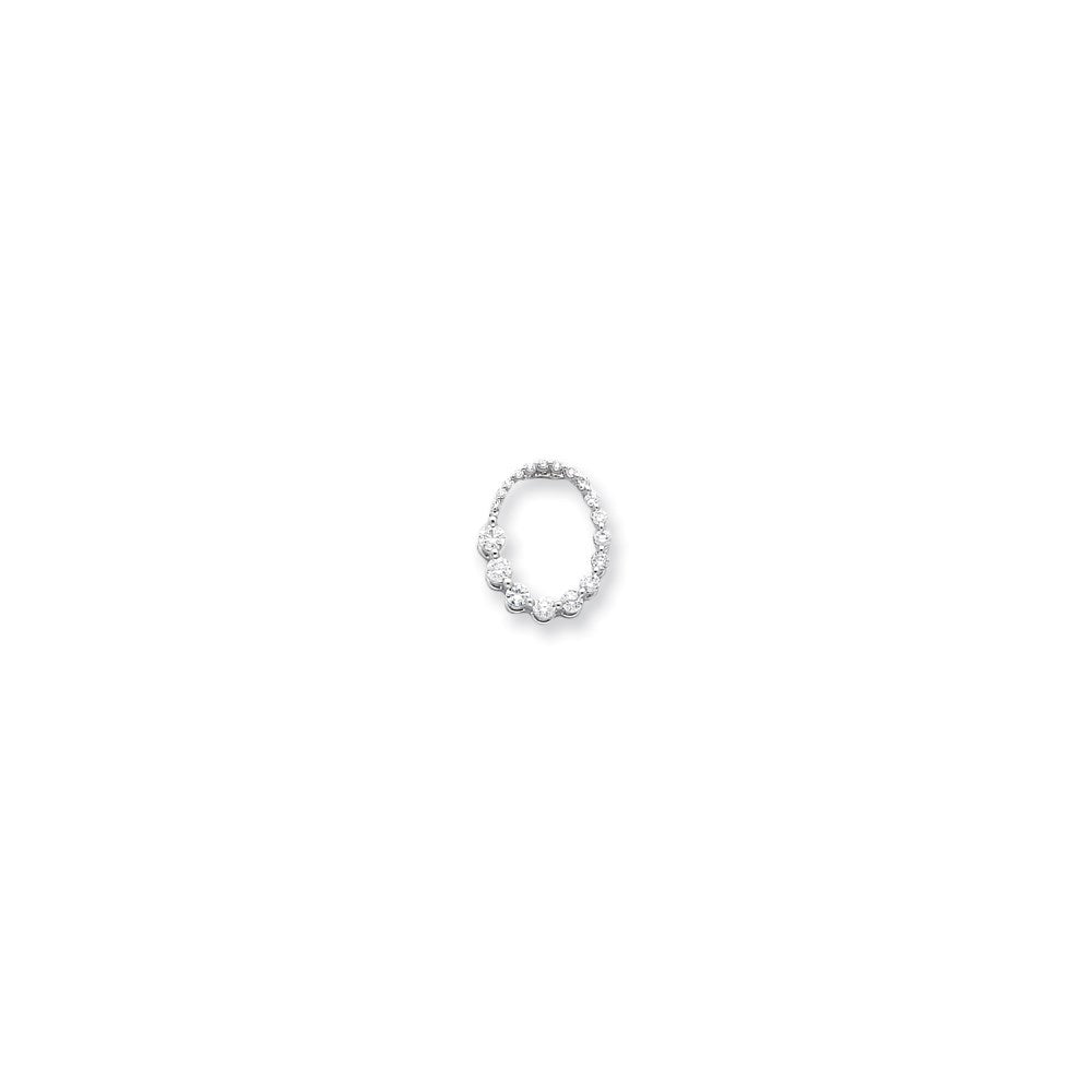 14k White Gold Real Diamond Oval Journey Pendant