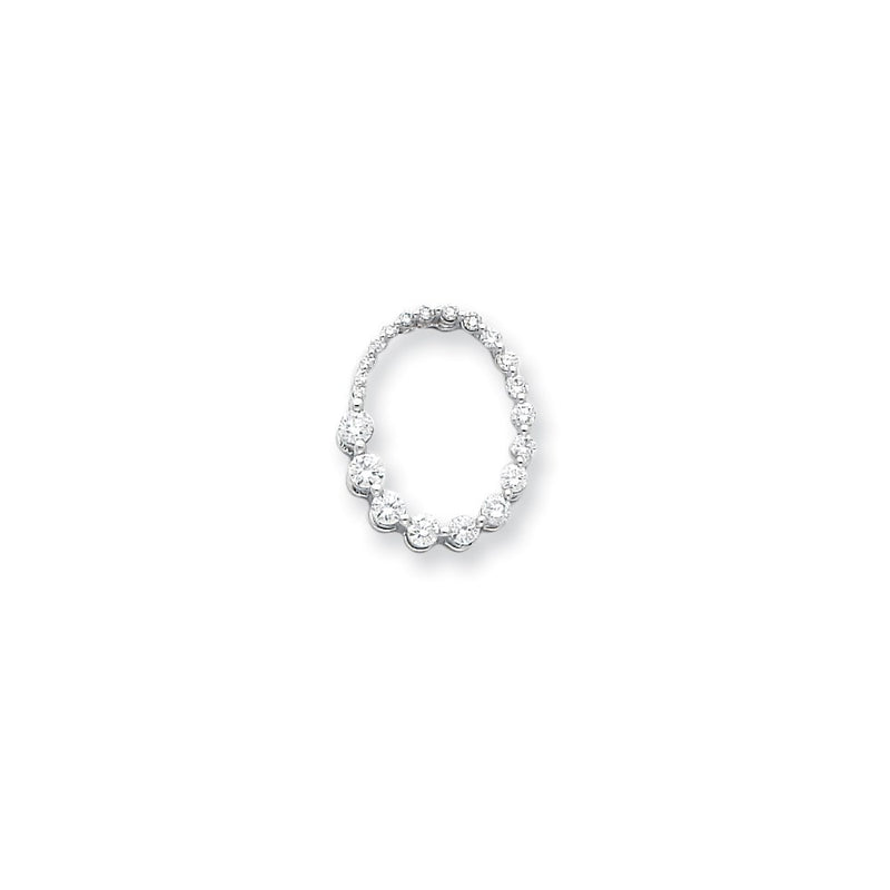 14k White Gold Real Diamond Oval Journey Pendant