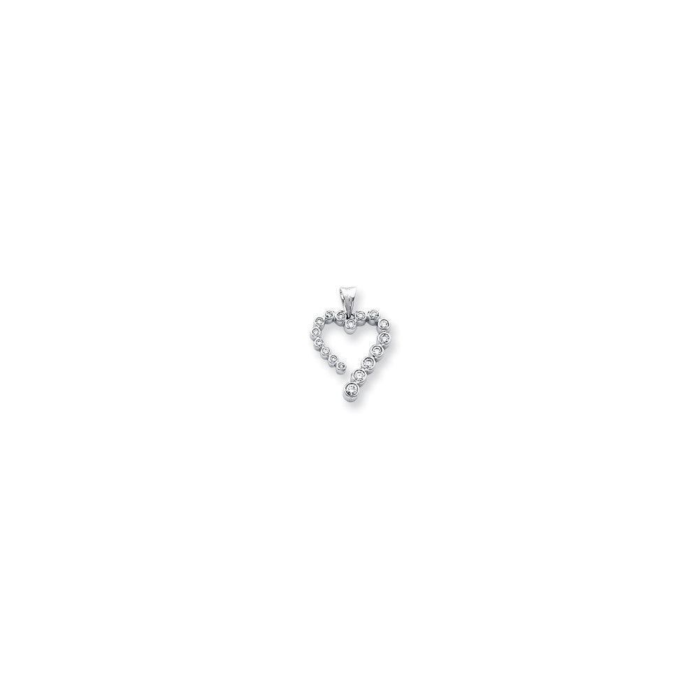 14k White Gold Real Diamond Heart Journey Pendant