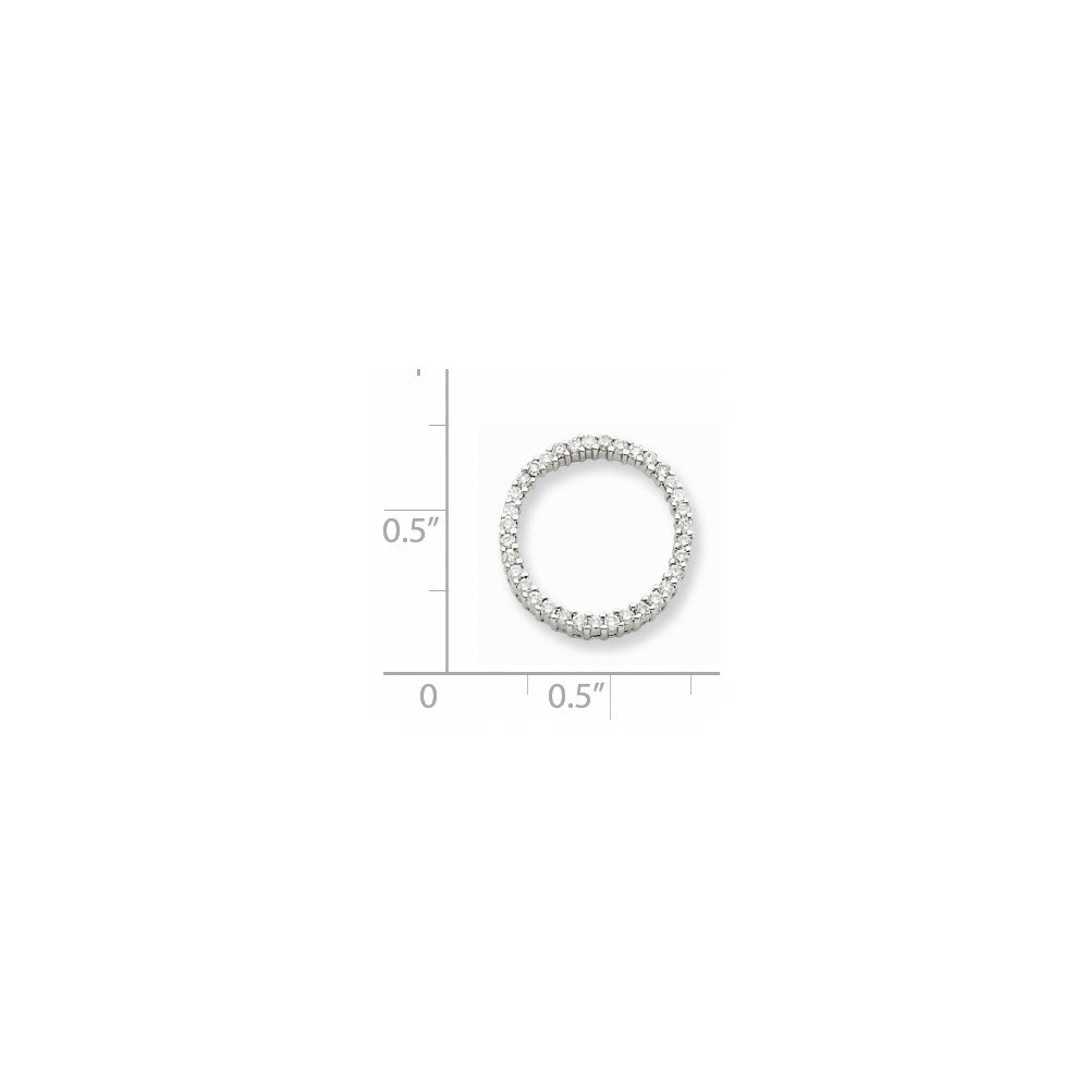 14k White Gold Real Diamond Circle Pendant