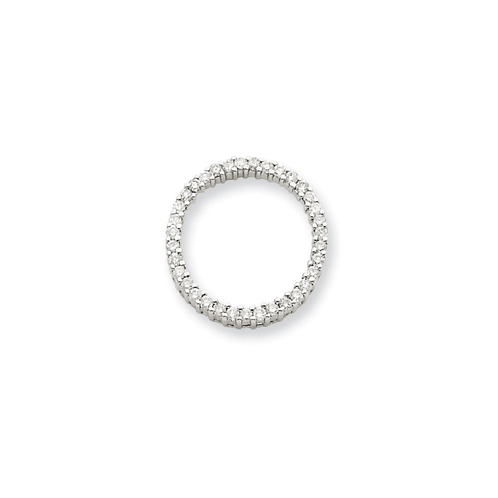 14k White Gold Real Diamond Circle Pendant