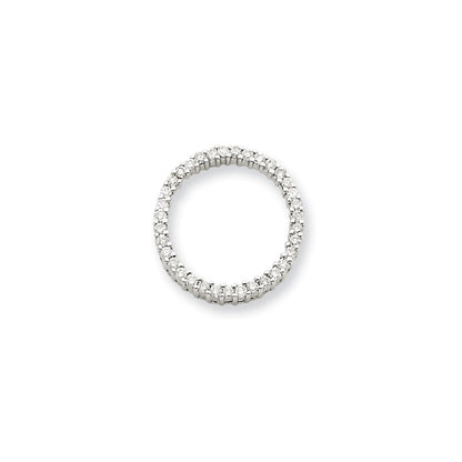 14k White Gold Real Diamond Circle Pendant