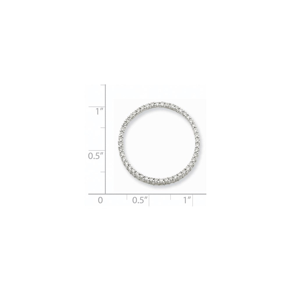 14k White Gold Real Diamond Circle Pendant