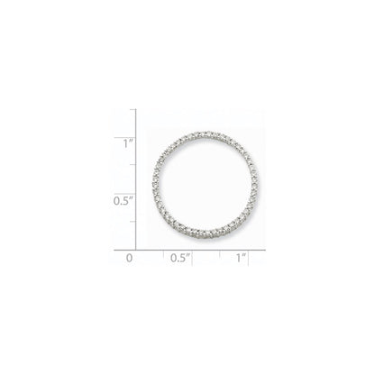 14k White Gold Real Diamond Circle Pendant