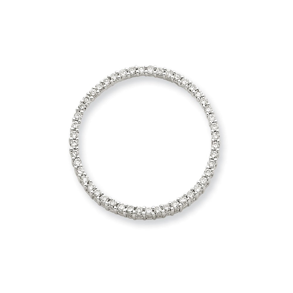 14k White Gold Real Diamond Circle Pendant