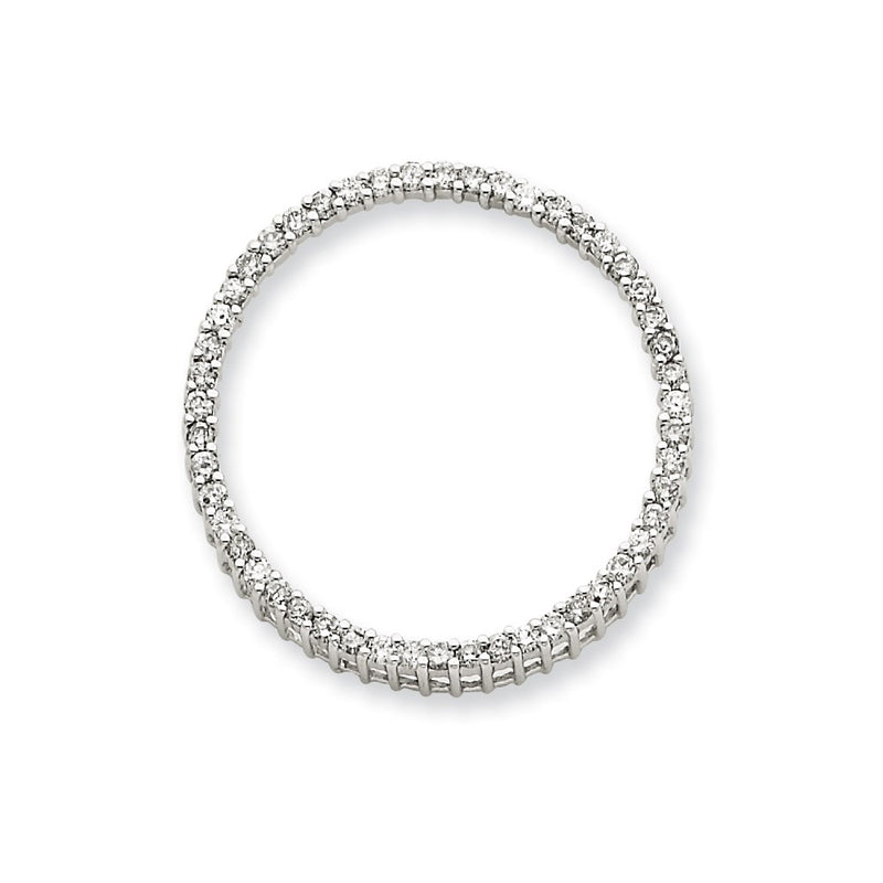 14k White Gold Real Diamond Circle Pendant