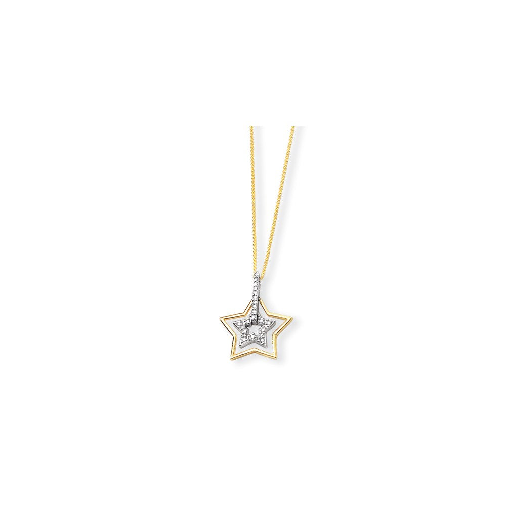 14k Two-Tone Gold Real Diamond Pendant with 18 Chain