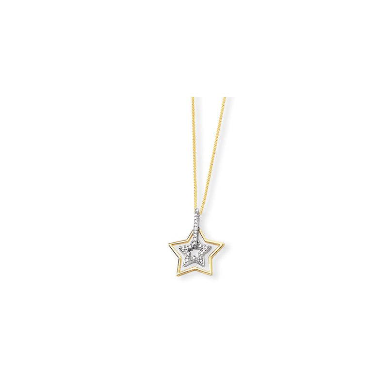 14k Two-Tone Gold Real Diamond Pendant with 18 Chain