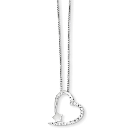 14k White Gold Heart Real Diamond Simply Starz 18in Necklace