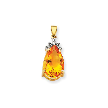 14k Citrine and Diamond Pendant