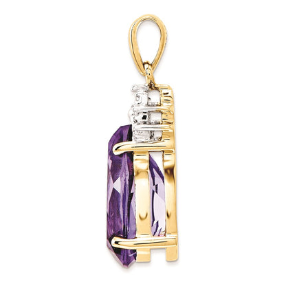14k Amethyst and Diamond Pendant