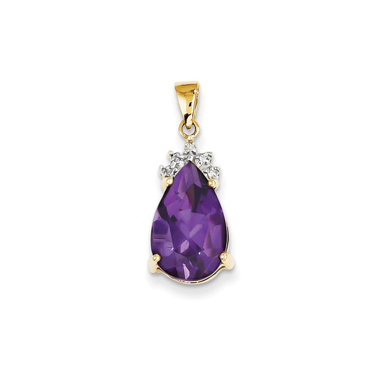 14k Amethyst and Diamond Pendant