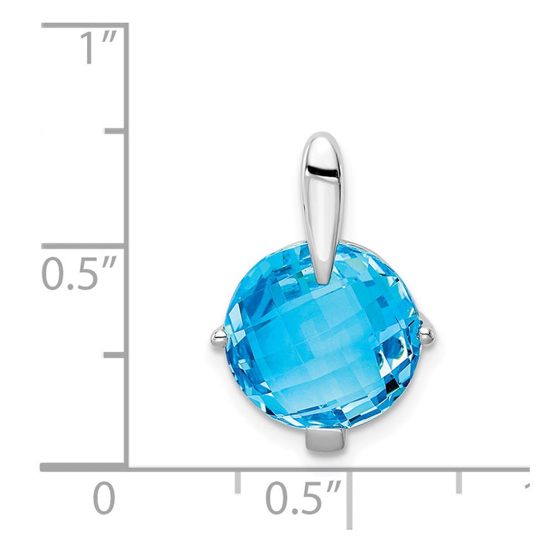 14K White Gold Blue Topaz Pendant