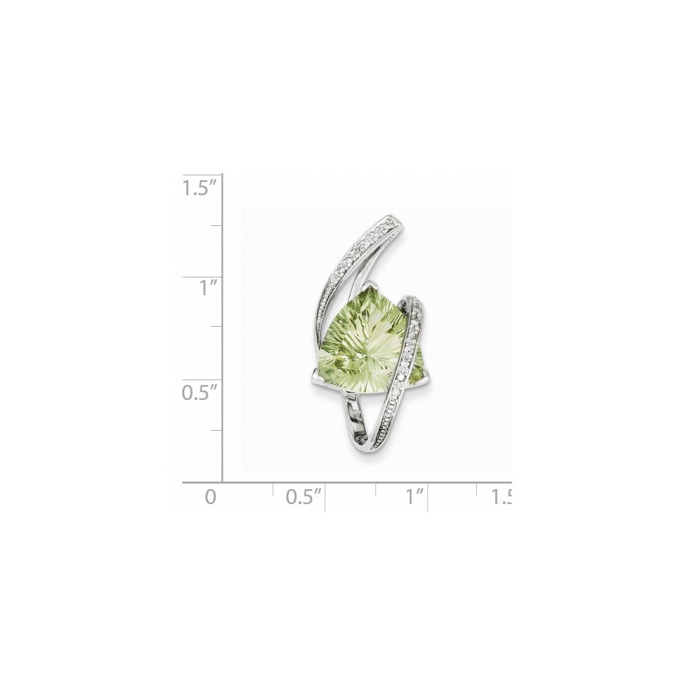 14K White Gold Green Quartz and Diamond Slide