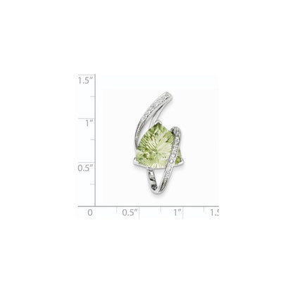 14K White Gold Green Quartz and Diamond Slide