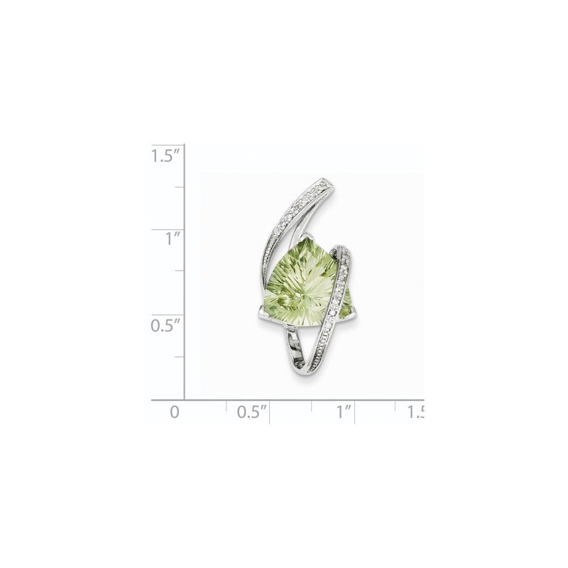 14K White Gold Green Quartz and Diamond Slide