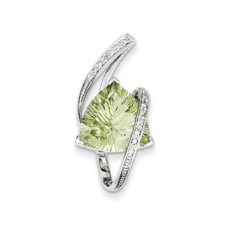 14K White Gold Green Quartz and Diamond Slide