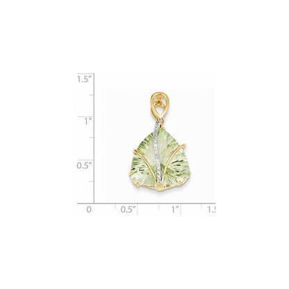 14K Green Quartz and Diamond Pendant