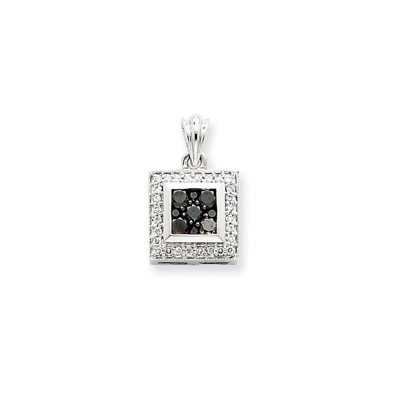 14k White Gold Black Real Diamond Pendant