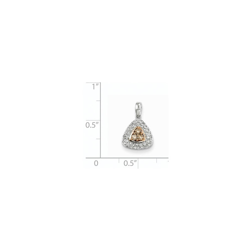14K White Gold Champagne & White Real Diamond Pendant