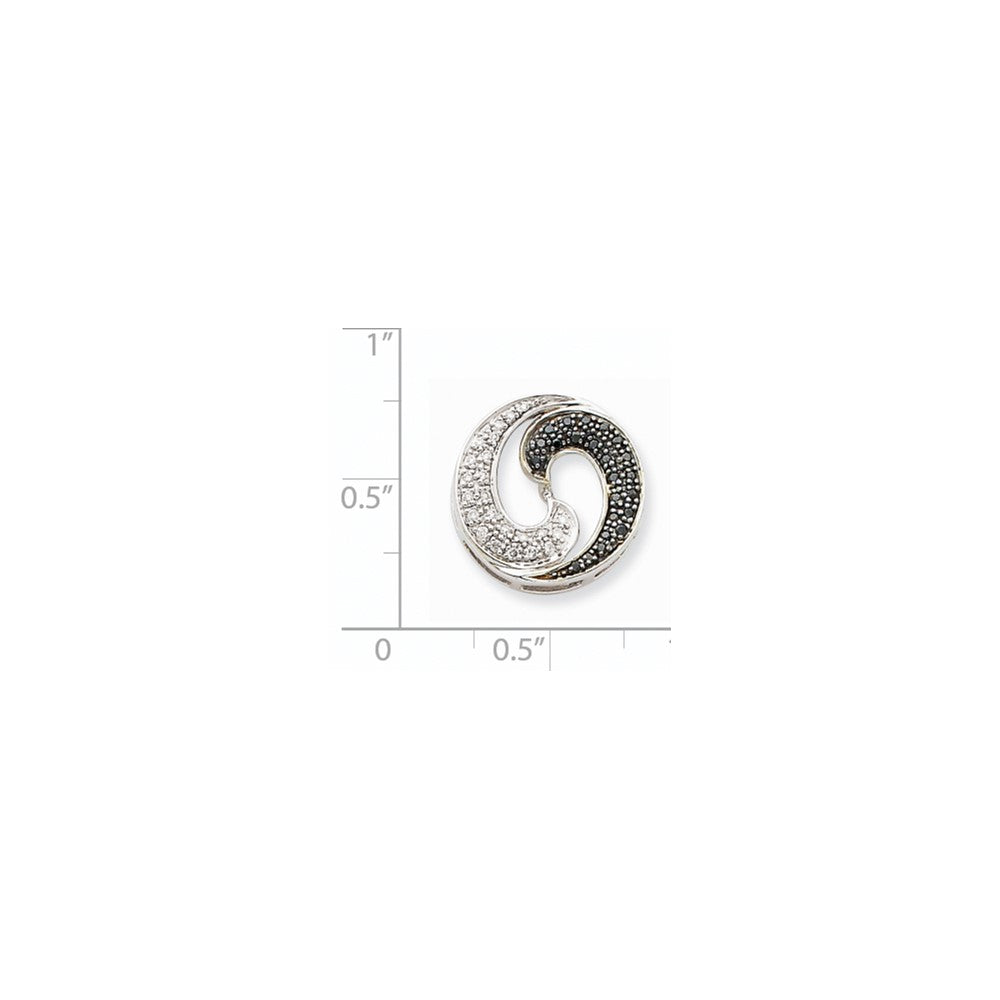 14K White Gold Black & White Real Diamond Pendant w/chain