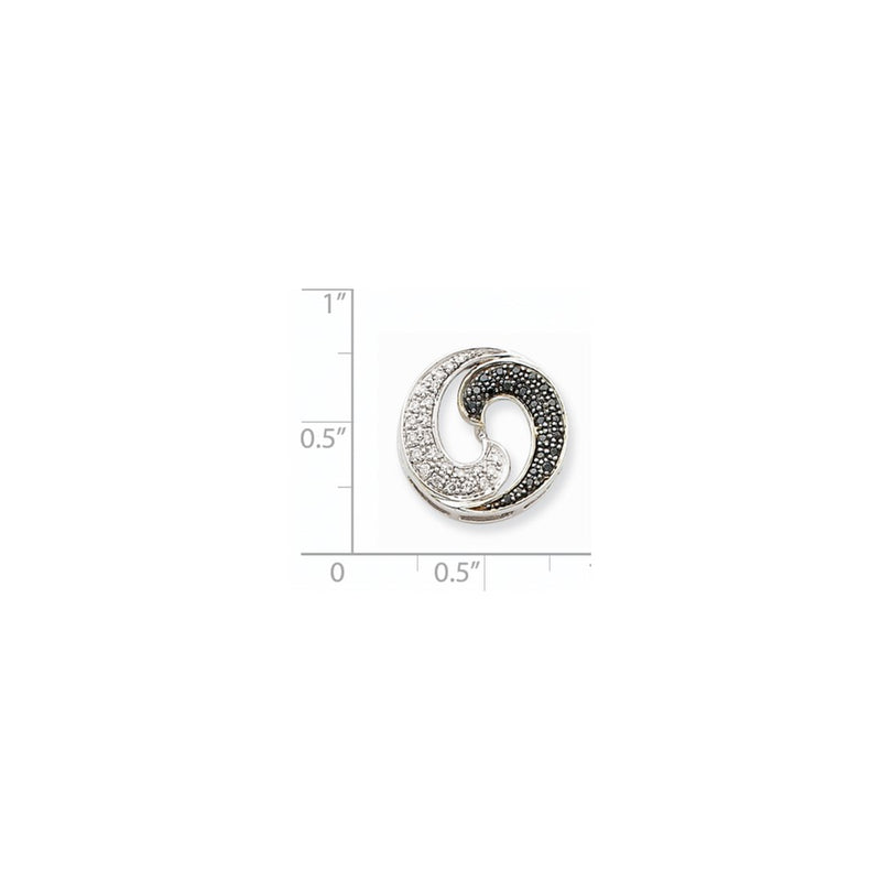 14K White Gold Black & White Real Diamond Pendant w/chain