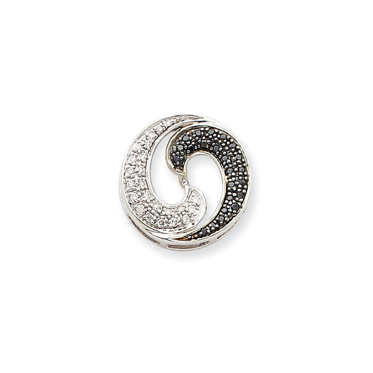 14K White Gold Black & White Real Diamond Pendant w/chain