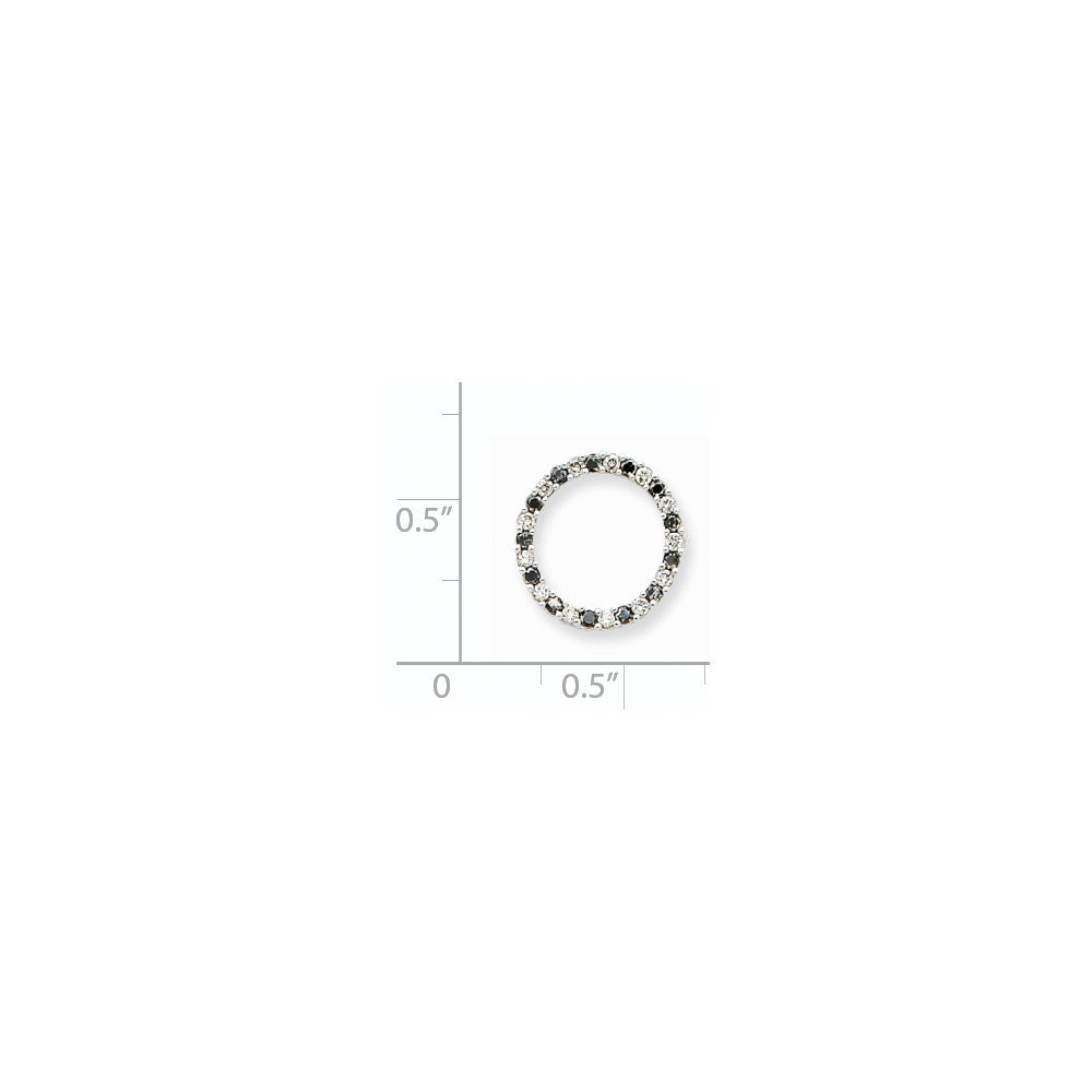 14K White Gold Black & White Real Diamond Pendant w/chain