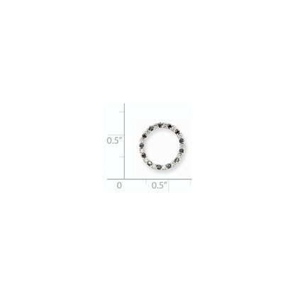 14K White Gold Black & White Real Diamond Pendant w/chain