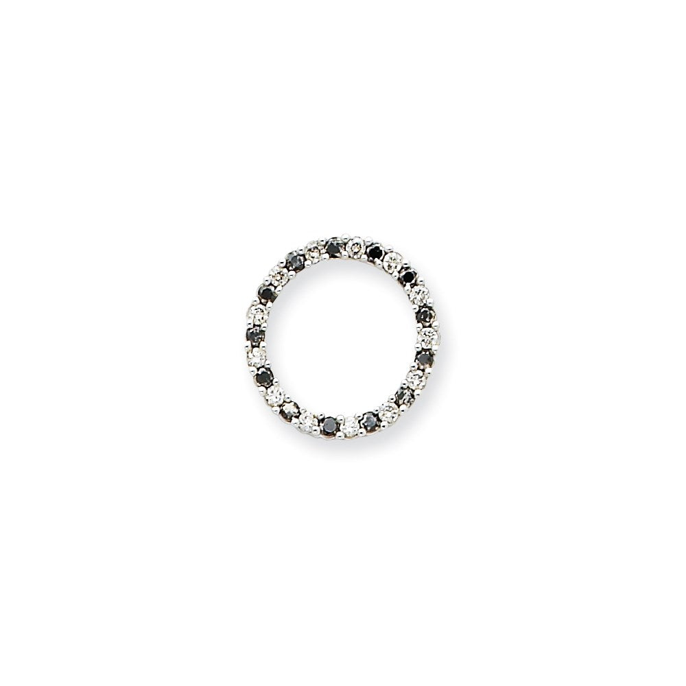 14K White Gold Black & White Real Diamond Pendant w/chain
