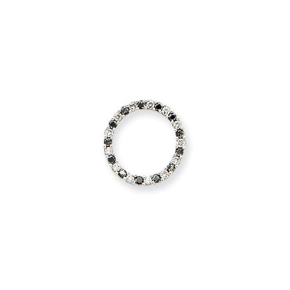 14K White Gold Black & White Real Diamond Pendant w/chain