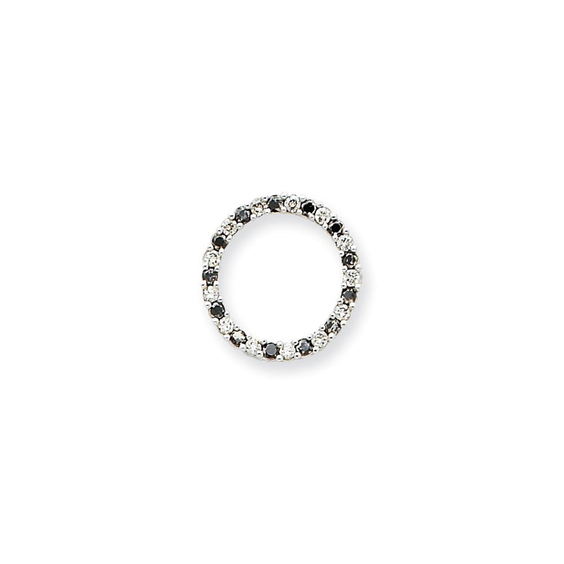 14K White Gold Black & White Real Diamond Pendant w/chain