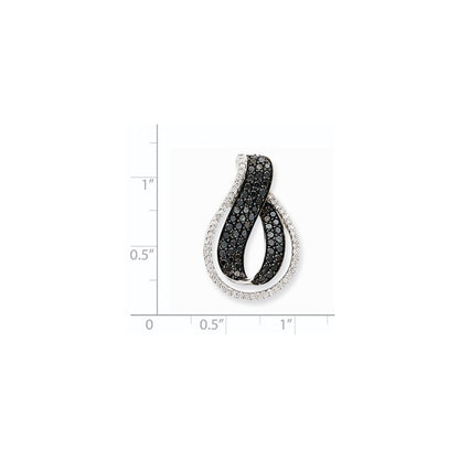 14k White Gold AA Black & White Real Diamond Twist Loop Slide