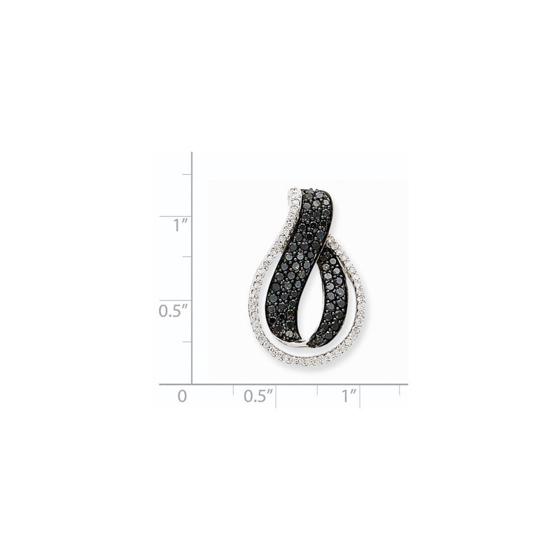 14k White Gold AA Black & White Real Diamond Twist Loop Slide