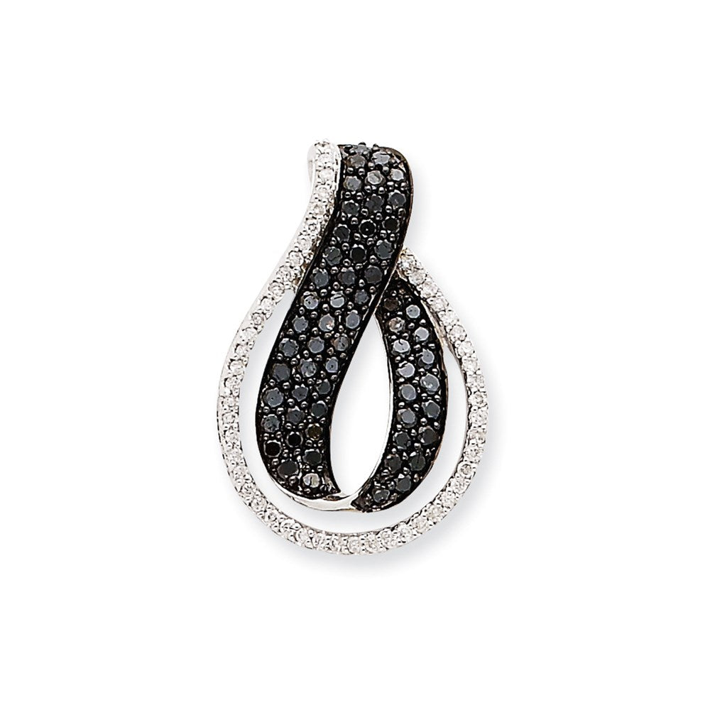 14k White Gold AA Black & White Real Diamond Twist Loop Slide