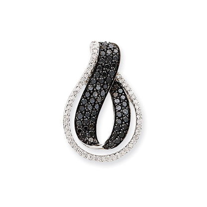 14k White Gold AA Black & White Real Diamond Twist Loop Slide