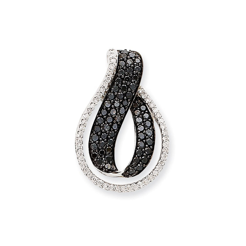 14k White Gold AA Black & White Real Diamond Twist Loop Slide
