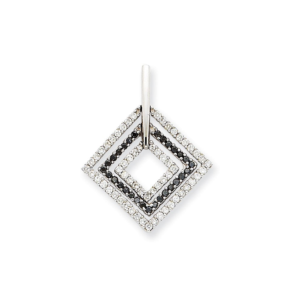 14k White Gold Blk. & Wht. Real Diamond Pendant