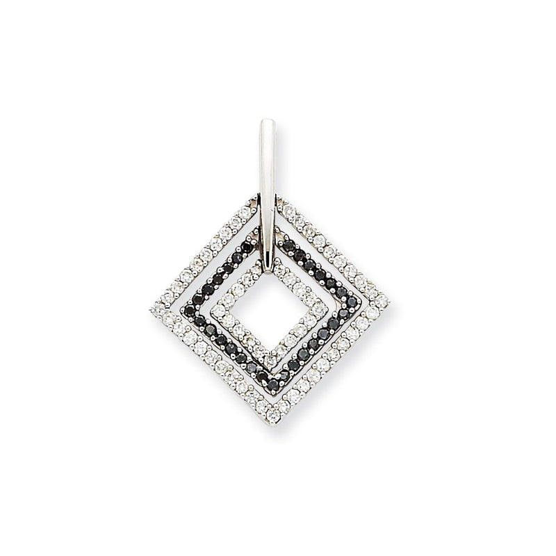 14k White Gold Blk. & Wht. Real Diamond Pendant