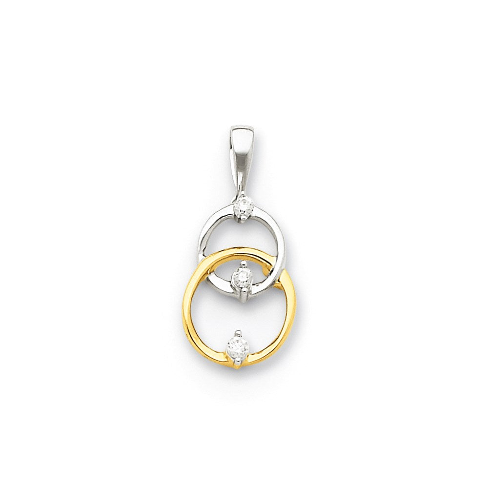 14k Two-Tone Gold Real Diamond Circle Pendant