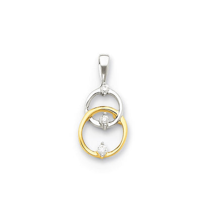 14k Two-Tone Gold Real Diamond Circle Pendant