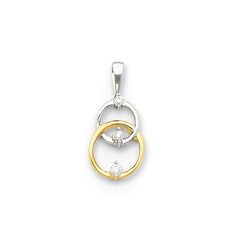 14k Two-Tone Gold Real Diamond Circle Pendant