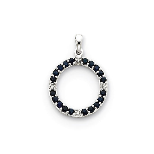 14k WG Sapphire and Diamond Circle Pendant