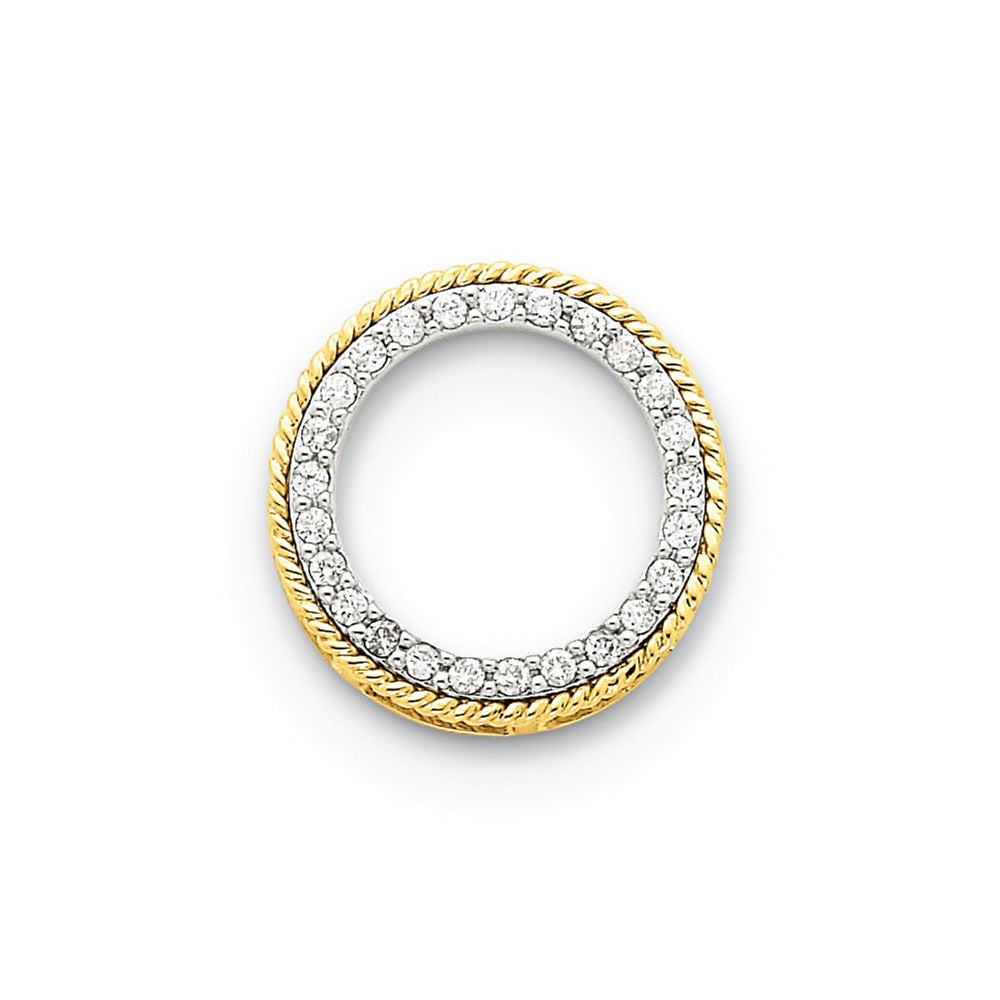 14k Two-Tone Gold Real Diamond Circle Pendant