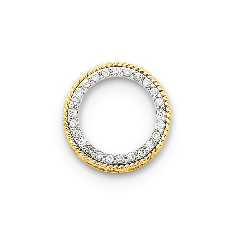 14k Two-Tone Gold Real Diamond Circle Pendant