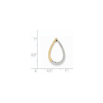 14K Yellow Gold Real Diamond Teardrop Pendant