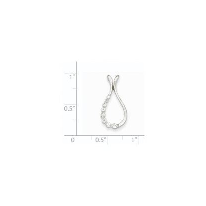 14k White Gold Real Diamond Teardrop Pendant