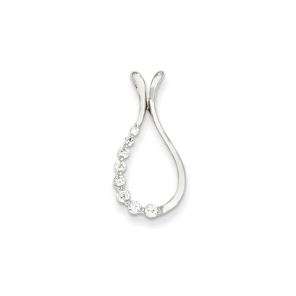 14k White Gold Real Diamond Teardrop Pendant
